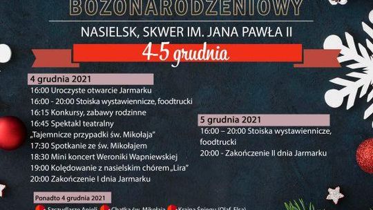 4 i 5 grudnia na nasielskim rynku odbędzie się bożonarodzeniowy jarmark. Jakie atrakcje?