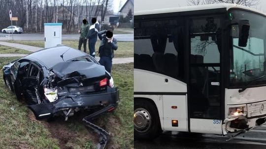 Autobus w citroena, citroen w skodę. Na szczęście bez poszkodowanych na DK7