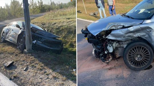 Groźne zderzenie osobówek na trasie Płońsk–Nowe Miasto. Dwóch kierowców w szpitalu