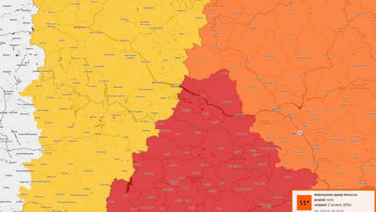 IMGW ostrzega: intensywne opady deszczu i gwałtowne burze w powiecie płońskim
