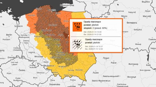 IMGW ostrzega: marznące opady i gołoledź w regionie. Alert II stopnia