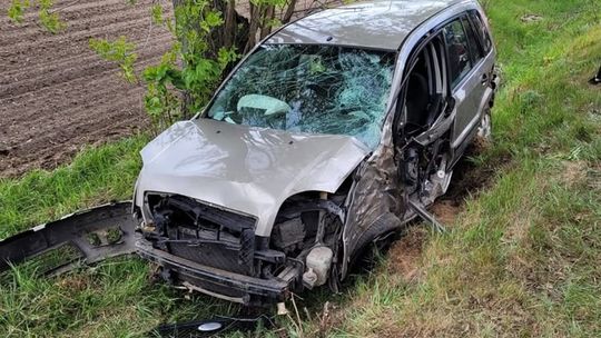 Kierowca zasłabł lub zasnął. Podróż zakończyła się w rowie