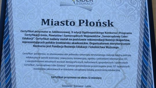 Płońsk ponownie z tytułem Samorządowego Lidera Edukacji