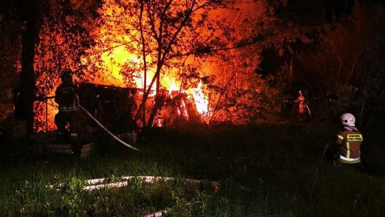 Pożar budynku gospodarczego