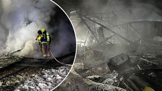 Pożar wiaty i aut w Sobieskach. Dwie osoby z lekkimi poparzeniami