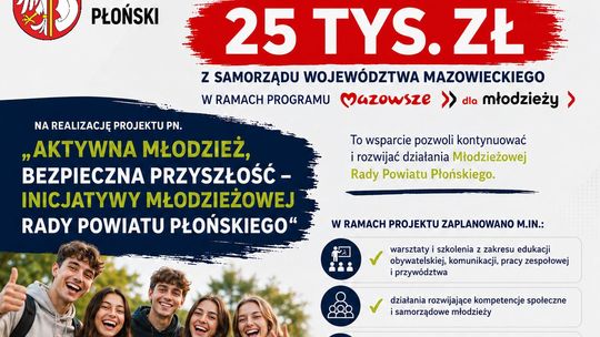 Są dodatkowe pieniądze na inicjatywy Młodzieżowej Rady Powiatu Płońskiego Są dodatkowe pieniądze na inicjatywy Młodzieżowej Rady Powiatu Płońskiego