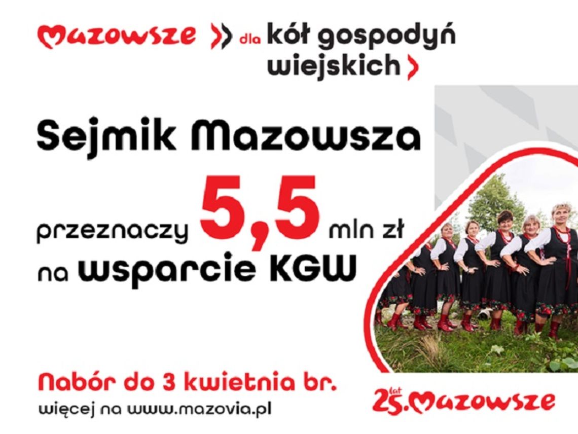 5,5 mln zł dla kół gospodyń wiejskich z Mazowsza!