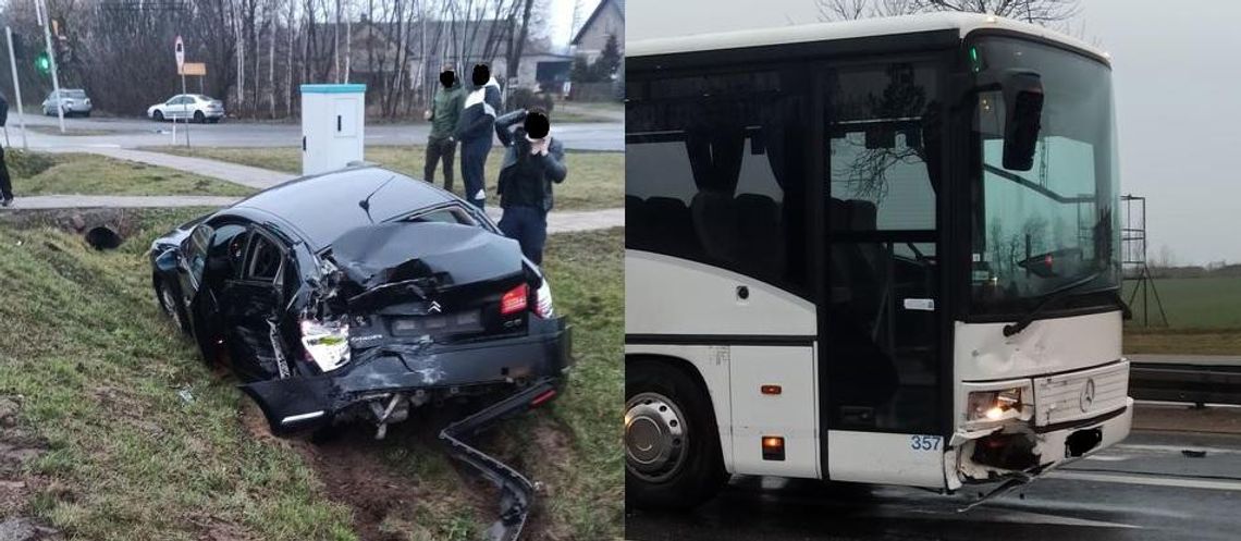 Autobus w citroena, citroen w skodę. Na szczęście bez poszkodowanych na DK7