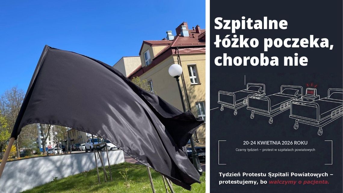 Czarne flagi na terenie szpitala. Protest bez przerywania pracy