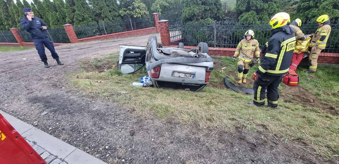 Dachowanie w Goławinie. Kierowca był pijany i pod wpływem narkotyków