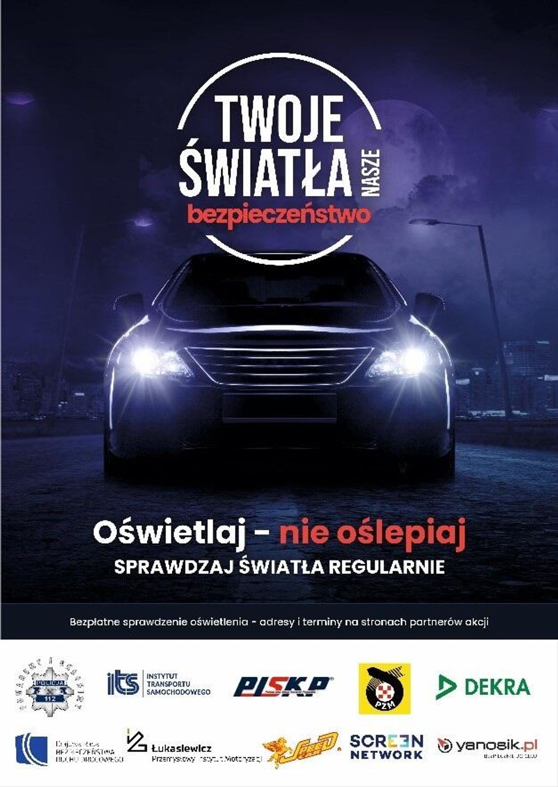 Darmowe kontrole oświetlenia w samochodzie w ramach kampanii „Twoje Światła – Nasze Bezpieczeństwo”