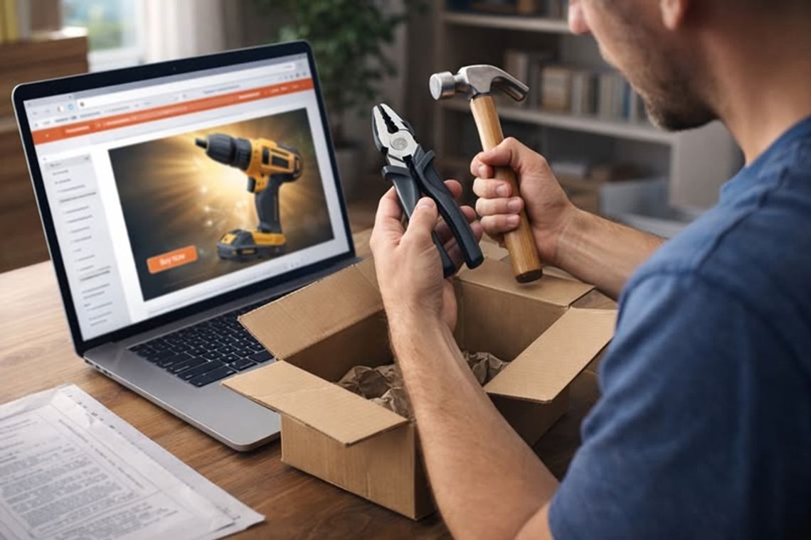 Internetowy zakup z przykrą niespodzianką. Zamiast wkrętarki znanej marki, kombinerki i młotek