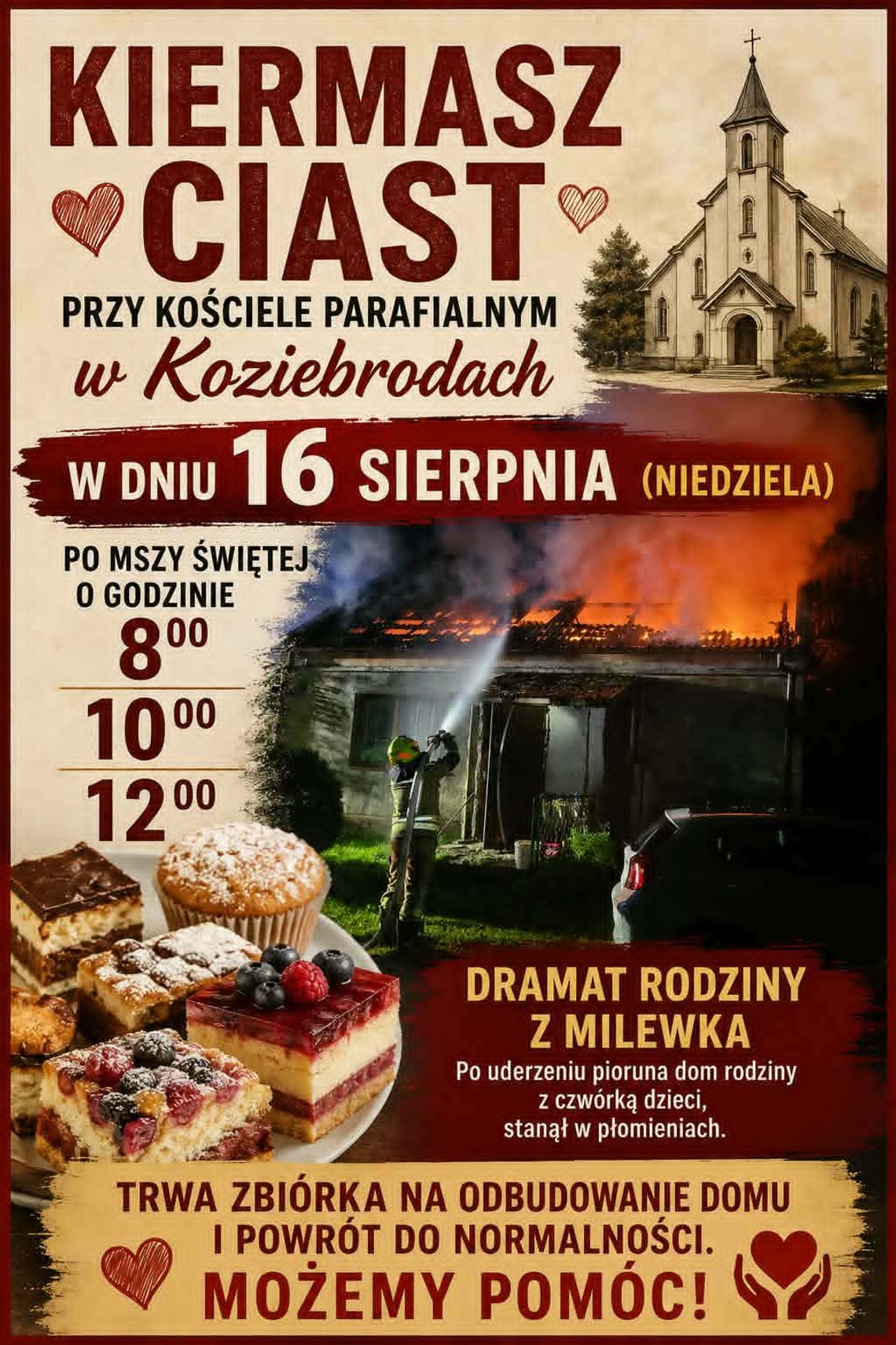 Kiermasz ciast w Koziebrodach. Dochód pomoże rodzinie poszkodowanej przez pożar
