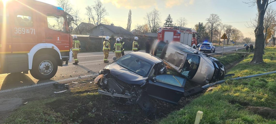 Kolizja dwóch osobówek w Drobinie