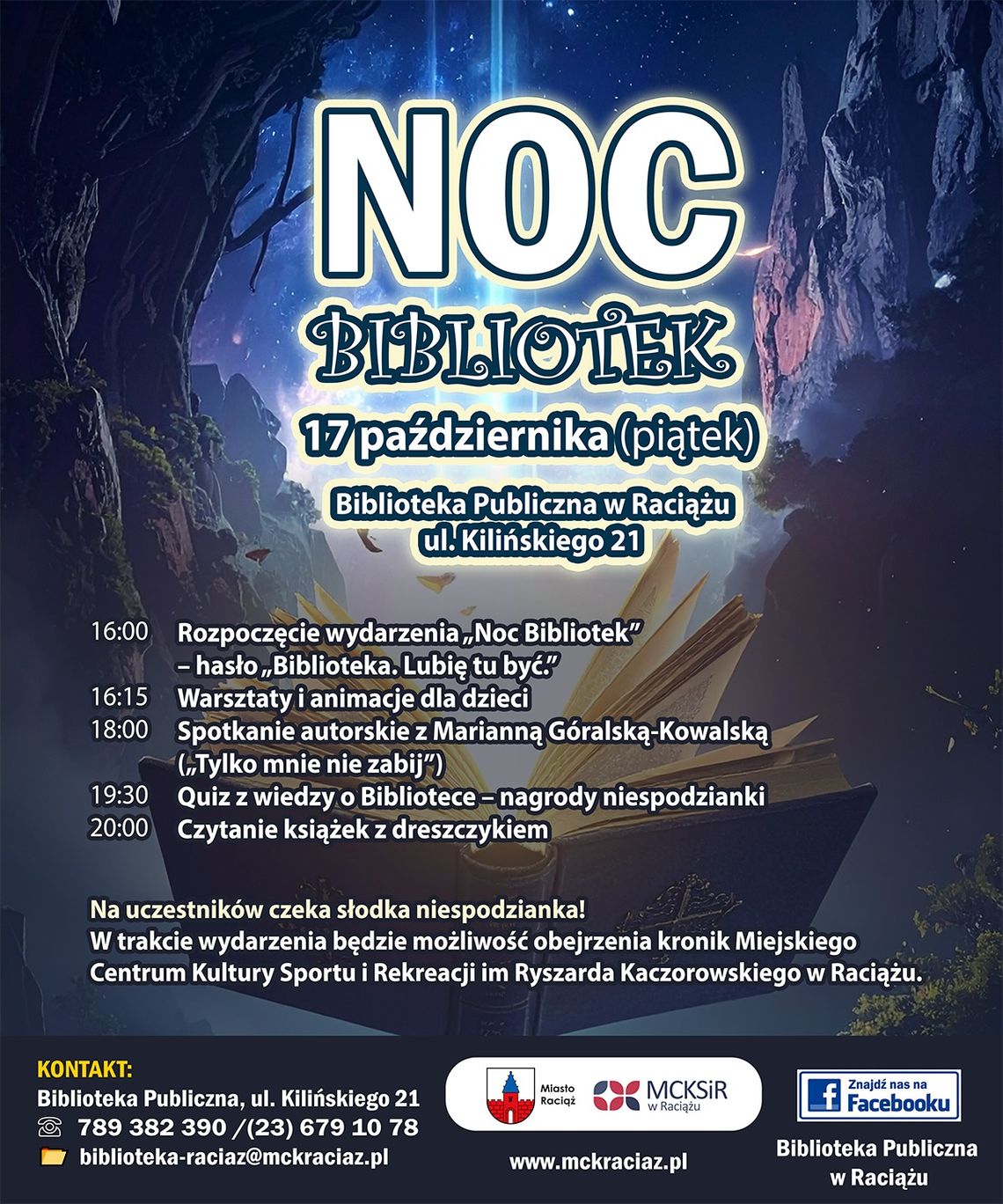 Noc bibliotek w Raciążu ze spotkaniem autorskim