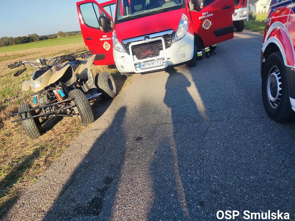 Pijany pasażer wypadł z quada i doznał obrażeń głowy