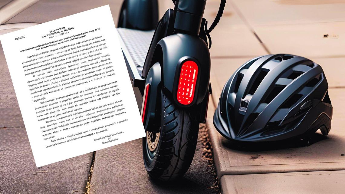 Płońska Rada Miejska chce obowiązkowych kasków dla młodych użytkowników hulajnóg