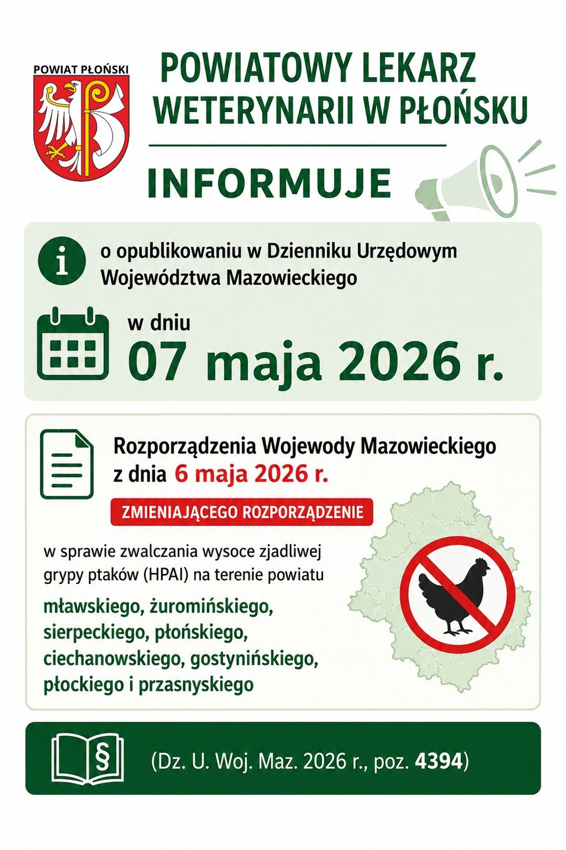 PLW informuje o zmianie Rozporządzenia Wojewody w sprawie zjadliwej grypy ptaków