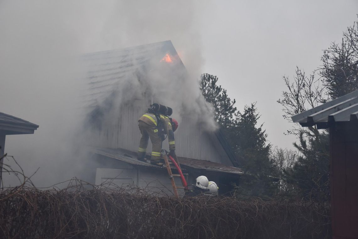 Pożar drewnianego domku. Groziło wybuchem butli gazowych