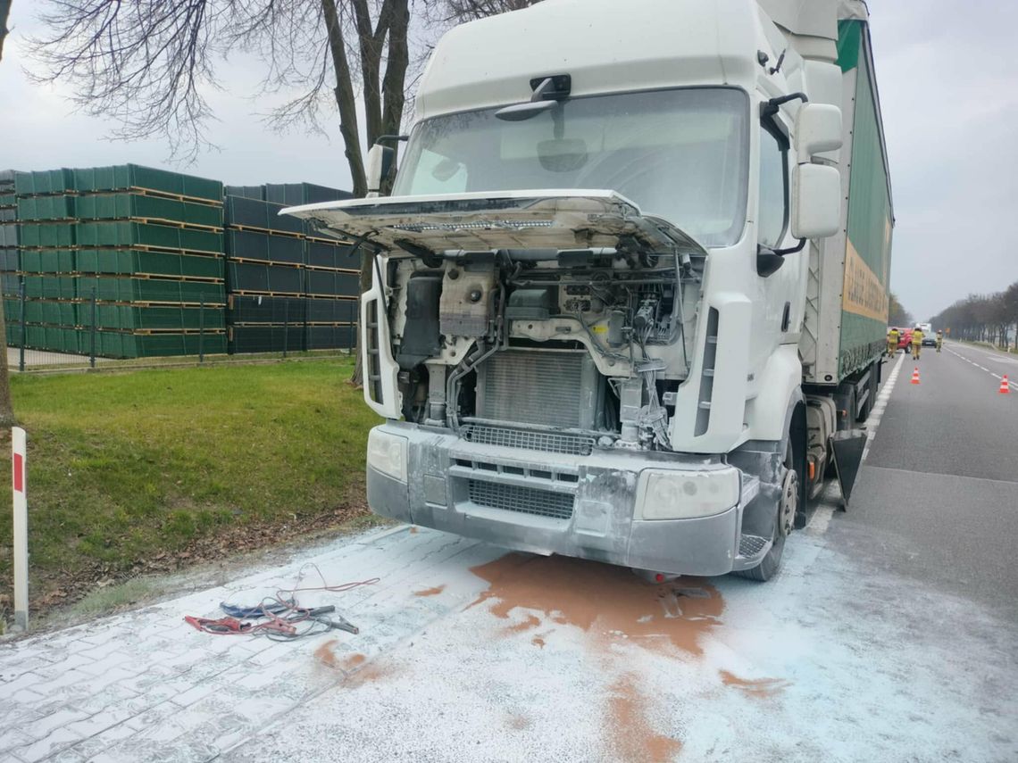 Pożar samochodu ciężarowego w Brodach