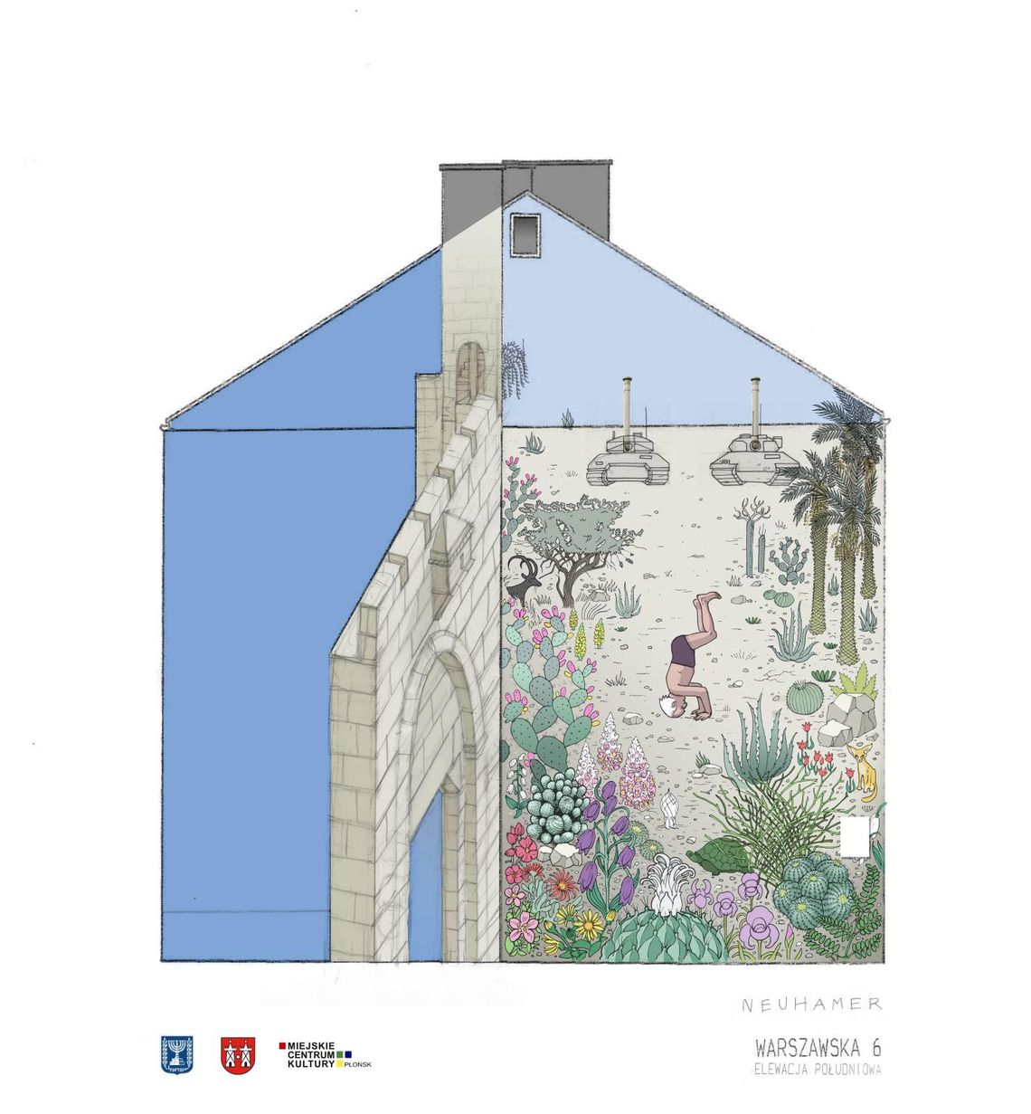 Premier Izraela na płońskim muralu Premier Izraela na płońskim muralu