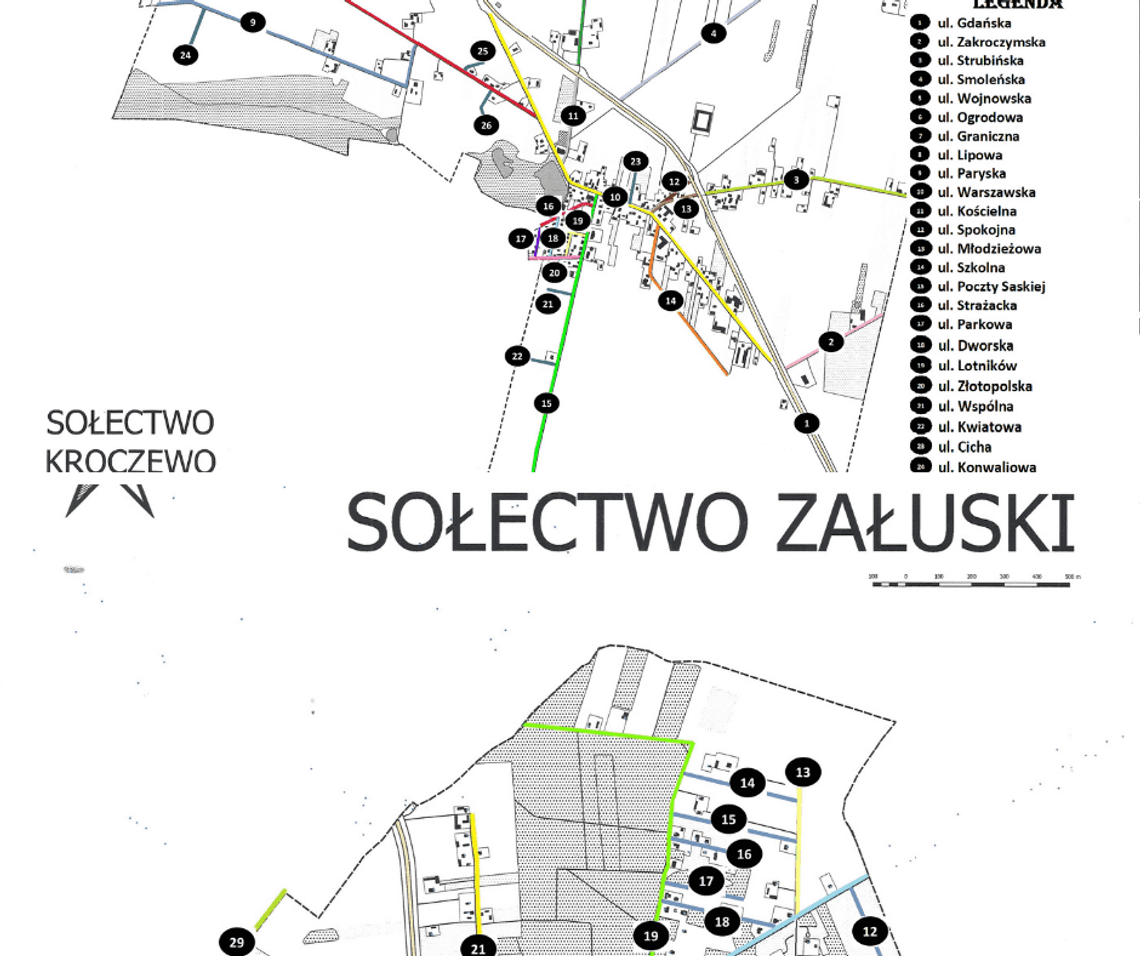 Propozycje nazw ulic w Kroczewie i Załuskach