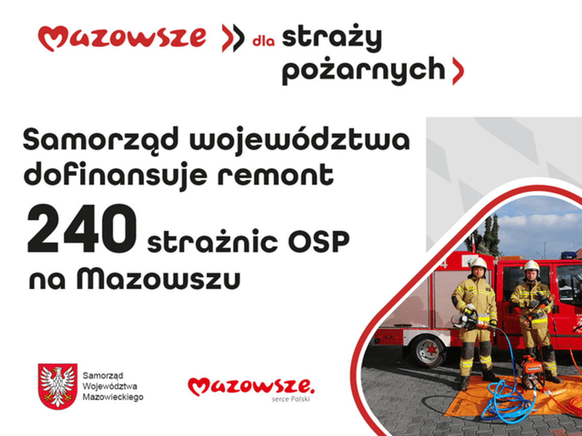 Samorząd Mazowsza wesprze modernizację 240 strażnic OSP na Mazowszu, w tym 29 w naszym regionie