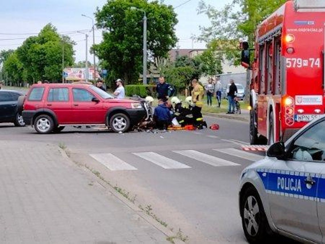Wypadek z udziałem motocyklisty w Raciążu Wypadek z udziałem motocyklisty w Raciążu