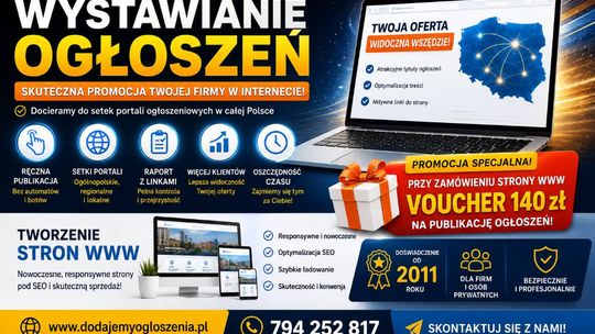 Profesjonalne dodawanie ogłoszeń dla każdej branży  + Tanie strony WWW