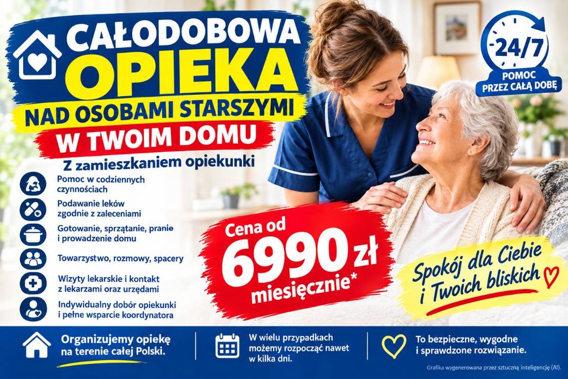 Całodobowa opieka domowa seniora - opiekunka na stałe - od 6990 zł miesięcznie Całodobowa opieka domowa seniora - opiekunka na stałe - od 6990 zł miesięcznie