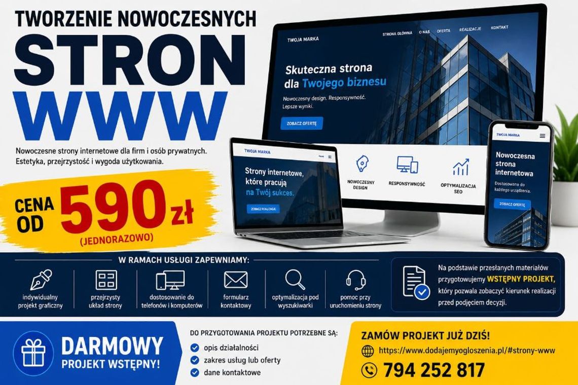 Profesjonalne strony WWW – nowoczesny projekt od 590 zł Profesjonalne strony WWW – nowoczesny projekt od 590 zł