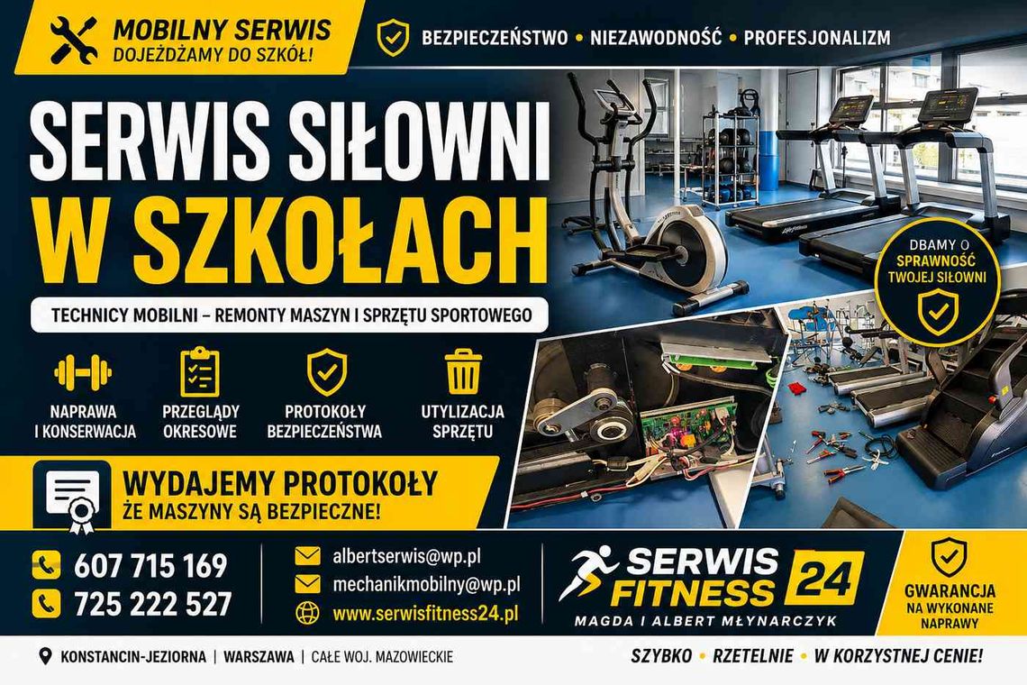 Serwis siłowni w szkołach - Technicy Mobilni - Remonty maszyn i sprzętu sportowego Serwis siłowni w szkołach - Technicy Mobilni - Remonty maszyn i sprzętu sportowego