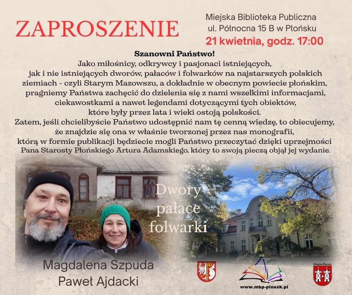 Dwory, pałace i folwarki powiatu płońskiego - spotkanie w MBP w Płońsku