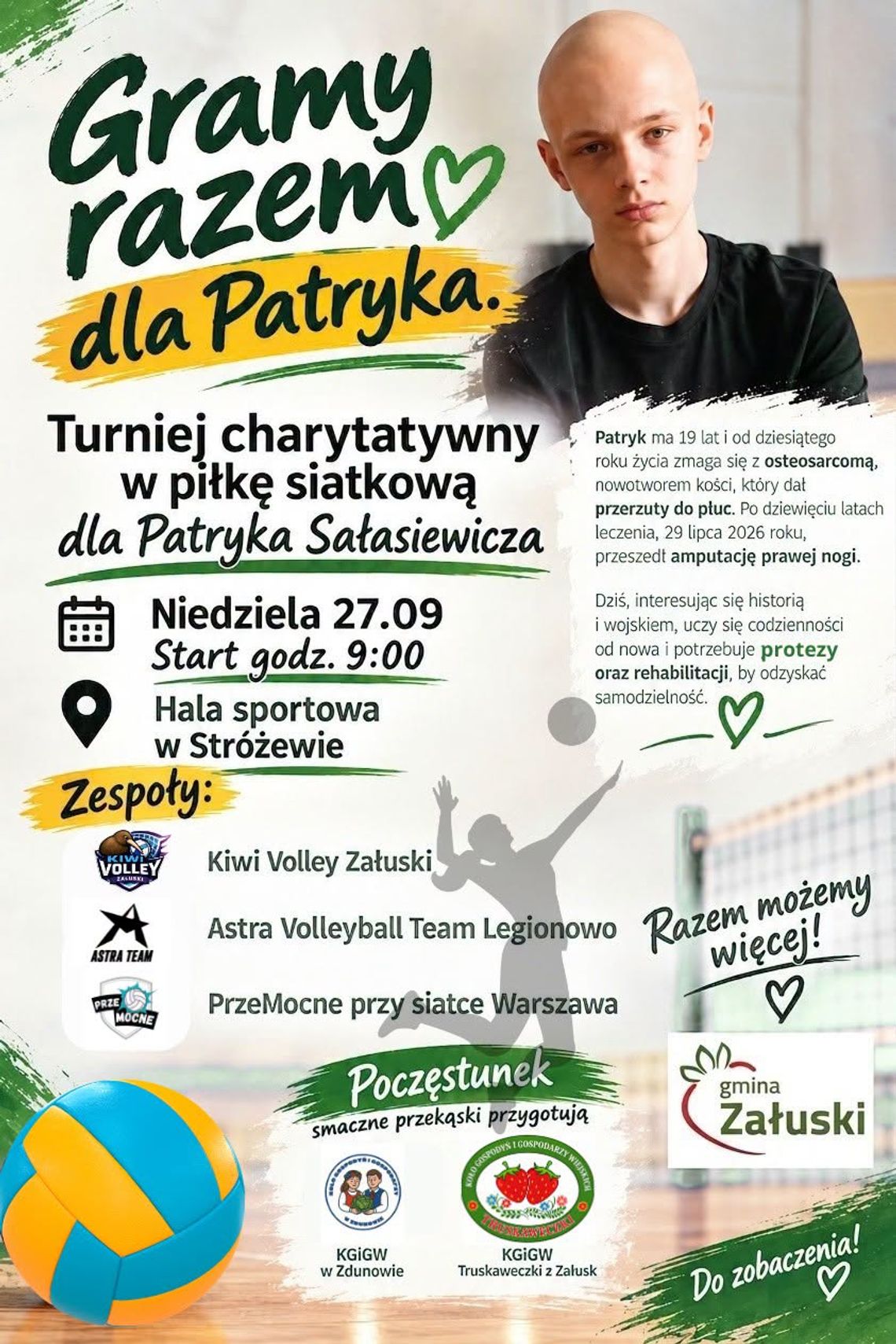 „Gramy razem dla Patryka”. Charytatywny turniej siatkówki w Stróżewie „Gramy razem dla Patryka”. Charytatywny turniej siatkówki w Stróżewie