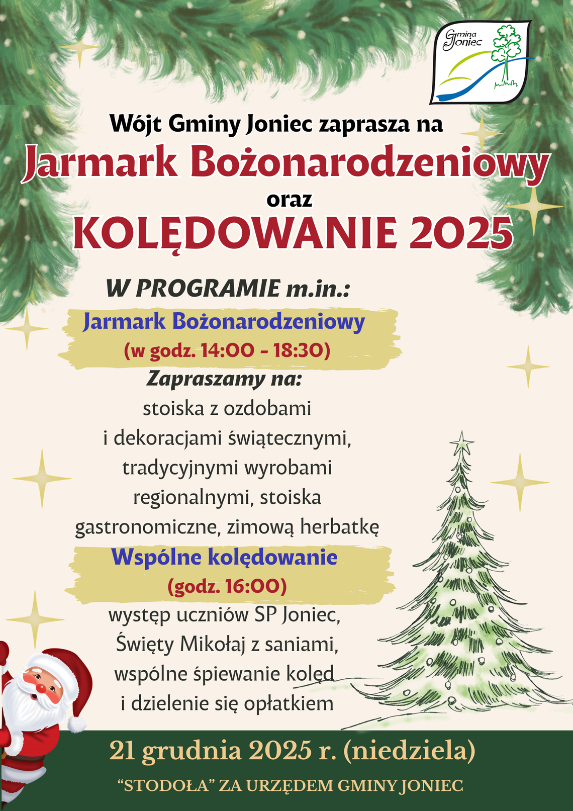 Jarmark Bożonarodzeniowy i wspólne kolędowanie w gminie Joniec