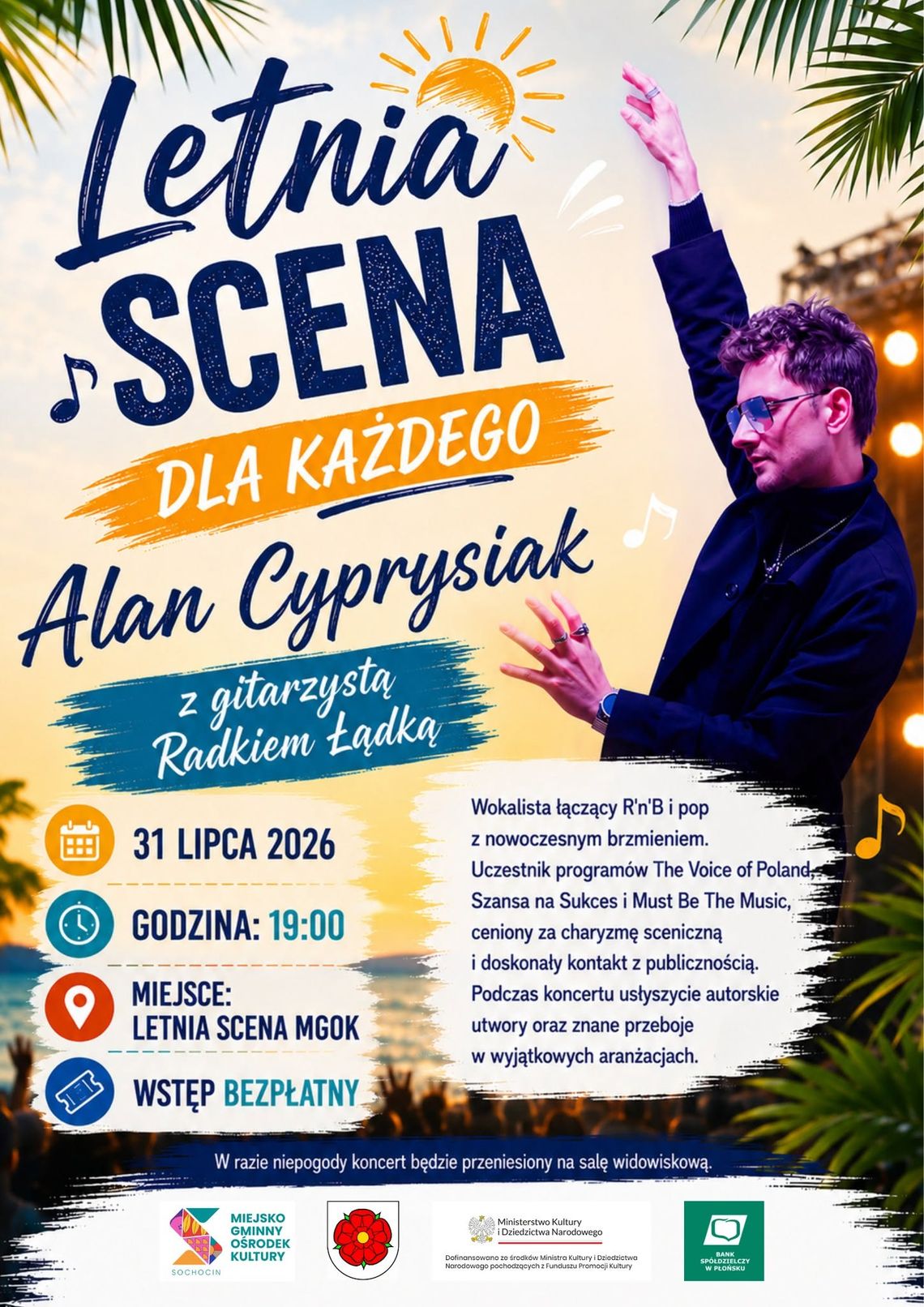 Letnia Scena dla każdego. Alan Cyprysiak wystąpi na Letniej Scenie MGOK