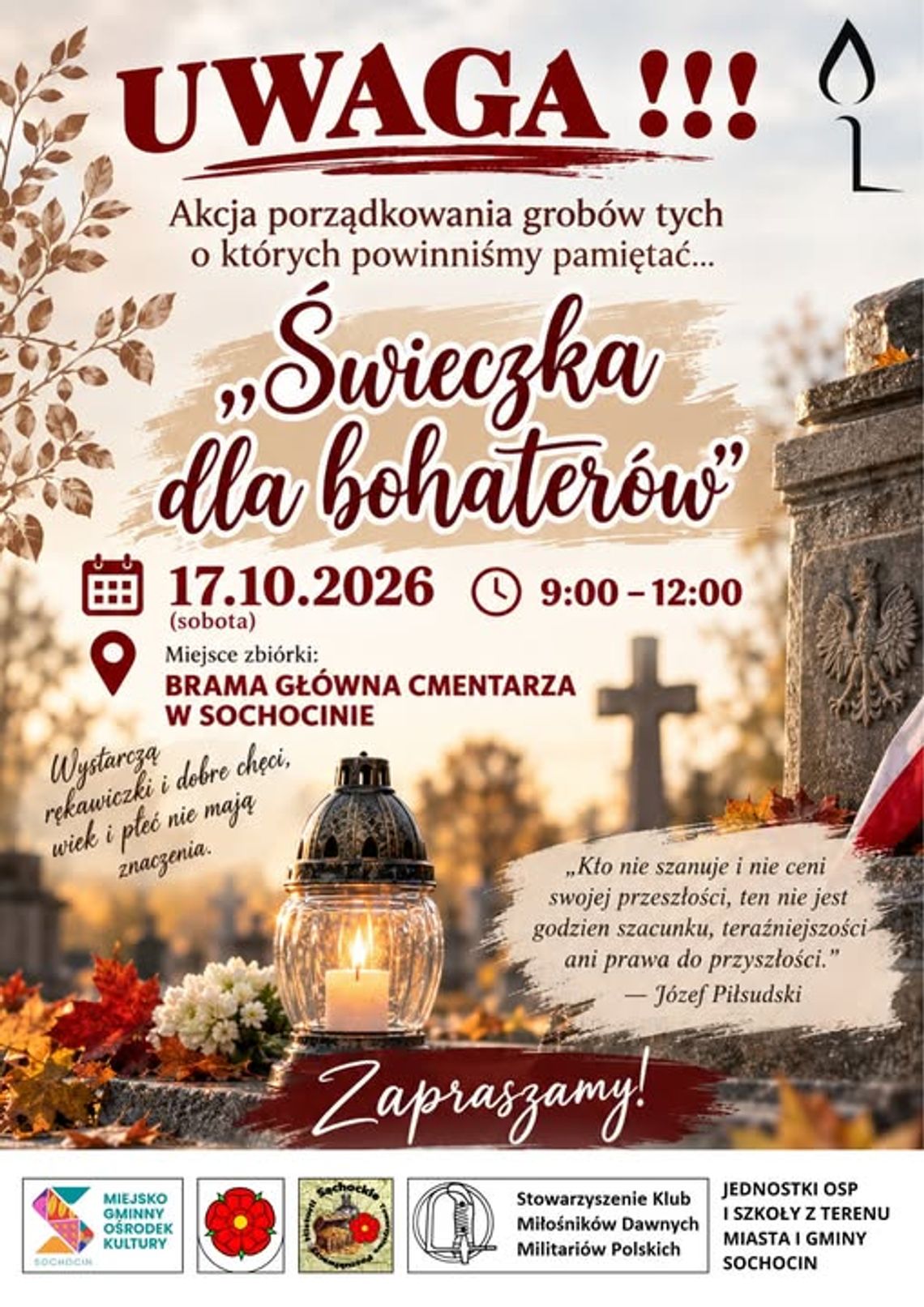 „Świeczka dla bohaterów”. W Sochocinie zapłoną znicze na zapomnianych mogiłach „Świeczka dla bohaterów”. W Sochocinie zapłoną znicze na zapomnianych mogiłach