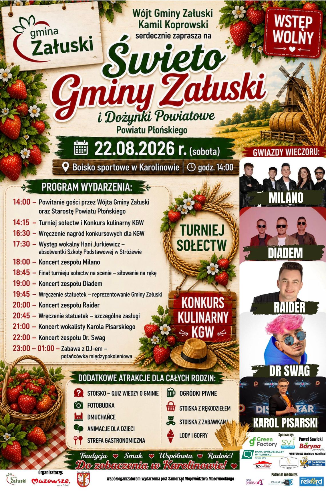 Święto Gminy Załuski i Dożynki Powiatowe już w sobotę Święto Gminy Załuski i Dożynki Powiatowe już w sobotę